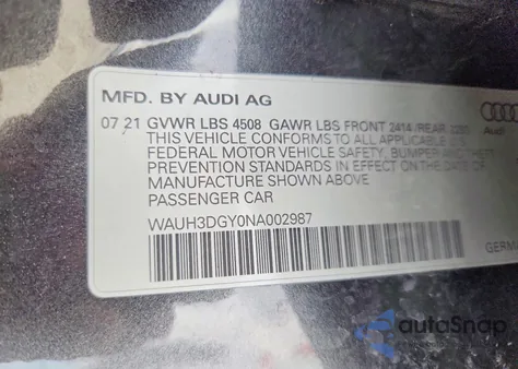 2022 Audi S3 Premium Plus z USA, uszkodzony, nr VIN WAUH3DGY0NA002987